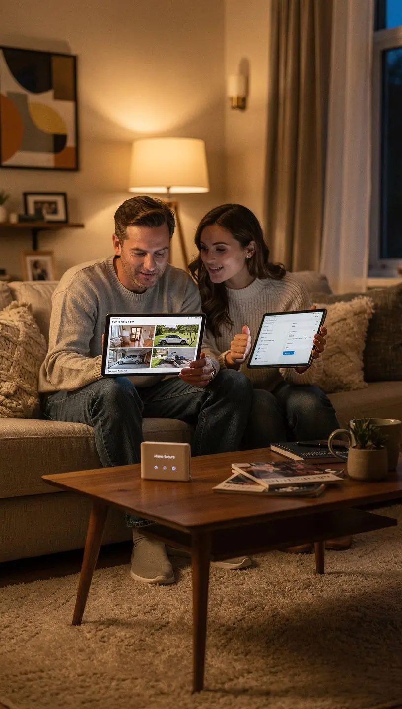 Просторная гостиная с интегрированными технологиями для комфортной жизни.