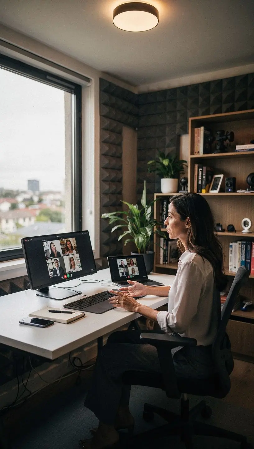 Современный умный дом с автоматизированными системами безопасности и управления.