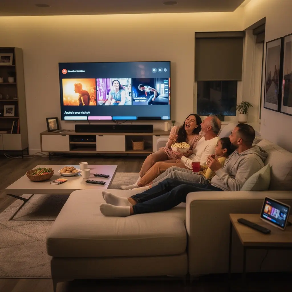 Современный умный дом с автоматизированными системами управления.